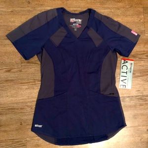 Grey’s Anatomy Spandex Stretch 3 Pocket Scrub Top Size XXS